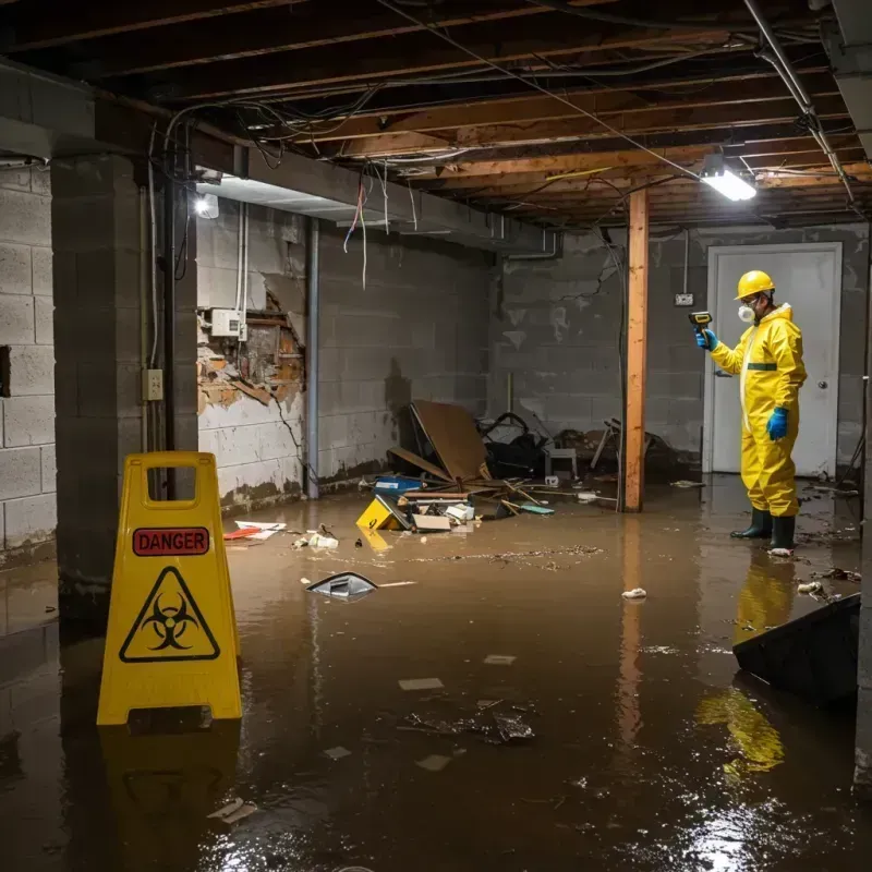 Flooded Basement Electrical Hazard in Evansville, WI Property